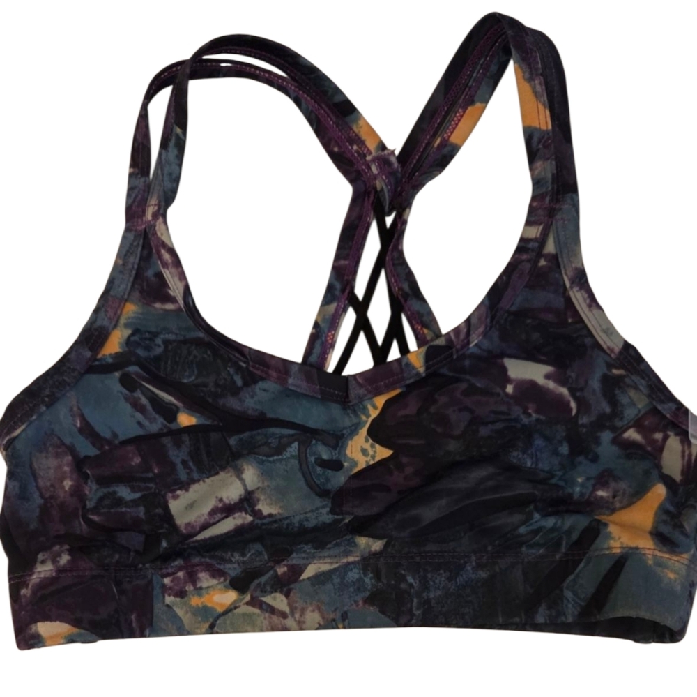 Champion Women's Multicolor (Blue, Purple, & Yellow) Racerback Sports Bra-XS